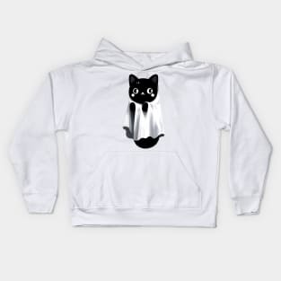 Funny black cat ghost Kids Hoodie